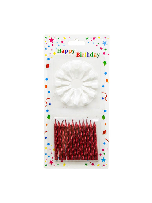Blister con 12 Velas en Colores Metálicos con Base