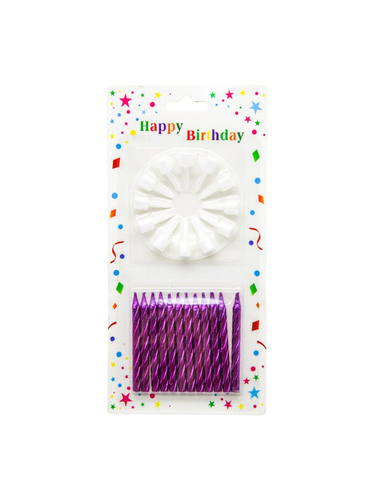 Blister con 12 Velas en Colores Metálicos con Base