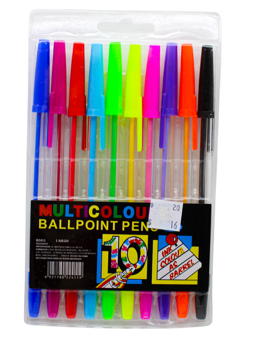 Paquete de 10 Plumas de Color