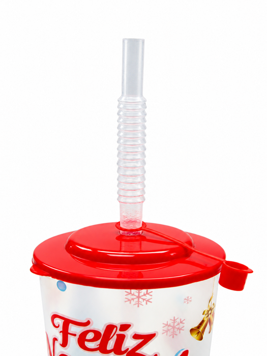 Docena de Vaso Navideño Popote Resorte