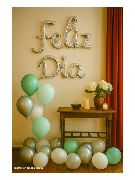 Set de globo "Feliz Dia" en cursivas